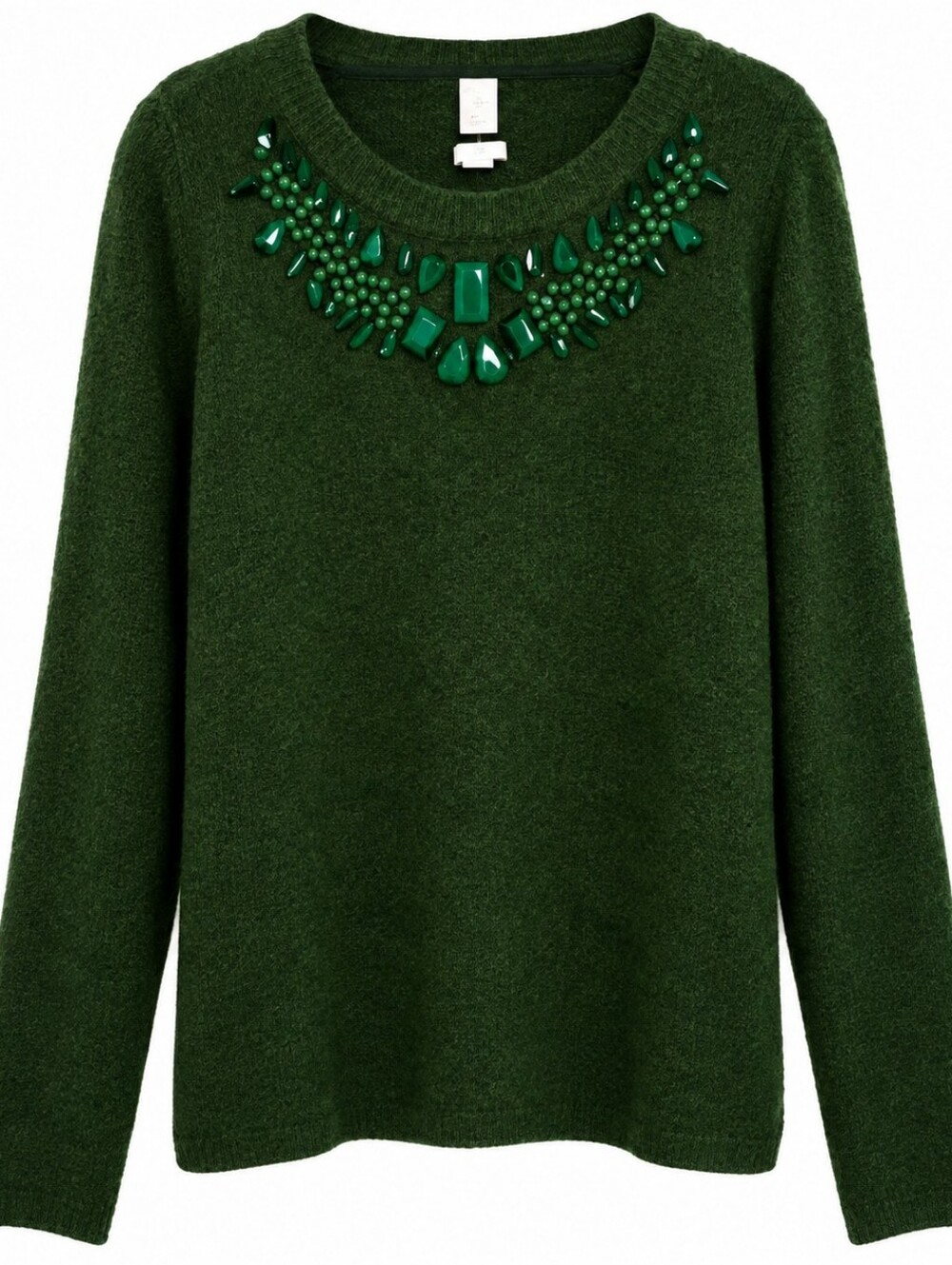 H&M Green Sweater with Embellished Neckline